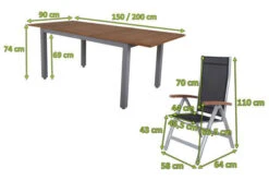 VILLANA Esstischgarnitur, Silber/schwarz, Alu/ FSC-Akazienholz, Ausziehtisch 150/200 Cm, 6 Multipositionssessel -Kettler Verkaufs-Shop 5 16462.jpg