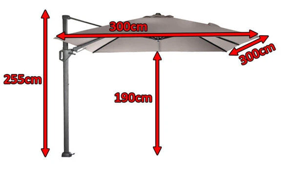 SIENA GARDEN Ampelschirm Sunset N+, Anthrazit / Taupe, Alu/Textil, Ca. 300x300 Cm 7 SIENA GARDEN Ampelschirm Sunset N+, Anthrazit / Taupe, Alu/Textil, Ca. 300x300 Cm – Bild 5