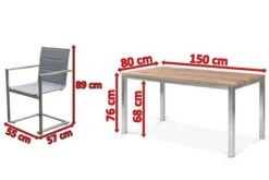 OUTFLEXX Esstischgarnitur, Edelstahl / FSC-Teak, Tisch 150x80cm, 6 Freischwinger Padded, Taupe -Kettler Verkaufs-Shop 5 17272.jpg