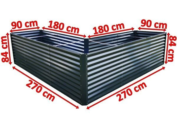 OUTFLEXX Eck-Hochbeet, Anthrazit, Zincalume, 270x270x90x84cm 7 OUTFLEXX Eck-Hochbeet, Anthrazit, Zincalume, 270x270x90x84cm – Bild 5