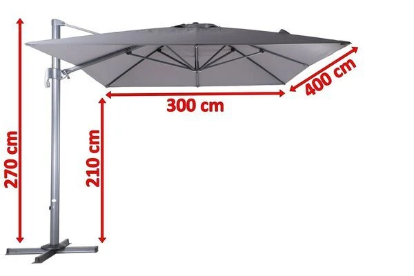 OUTFLEXX Ampelschirm, Anthrazit, Pulverbesch. Aluminium, 400x300cm, Inkl. Plattenständer 7 OUTFLEXX Ampelschirm, Anthrazit, Pulverbesch. Aluminium, 400x300cm, Inkl. Plattenständer – Bild 5