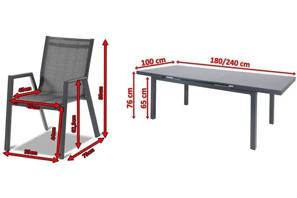 HARTMAN Aruba Esstischgarnitur, Xerix, Alu/Textilene, Tisch 180/240x100cm, 8 Stapelsessel 7 HARTMAN Aruba Esstischgarnitur, Xerix, Alu/Textilene, Tisch 180/240x100cm, 8 Stapelsessel – Bild 5