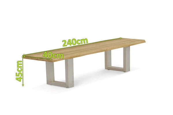 OUTFLEXX Bank, Natur, Edelstahl & Recycled FSC-Teak, 240x40x45cm, Baumkante 7 OUTFLEXX Bank, Natur, Edelstahl & Recycled FSC-Teak, 240x40x45cm, Baumkante – Bild 5