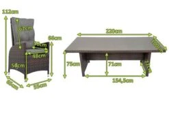 OUTFLEXX Dining Set, Braun Marmoriert, Polyrattan, Tisch 220x100cm, Spraystone, 6mm, 6 Dining Sessel, Verstellbar -Kettler Verkaufs-Shop 5 20664.jpg