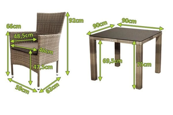 Ploß Rabida Sitzgruppe, Champagner-meliert, Polyrattan, Tisch 90 X 90 Cm, 4 Stapelsessel, Glasplatte In Steinoptik 7 Ploß Rabida Sitzgruppe, Champagner-meliert, Polyrattan, Tisch 90 X 90 Cm, 4 Stapelsessel, Glasplatte In Steinoptik – Bild 5