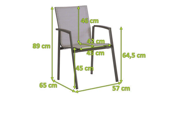 STERN New Top Stapelsessel, Anthrazit/silber, Aluminium/Textil, 65x57x89 Cm, Pulverbeschichtet, Stapelbar 7 STERN New Top Stapelsessel, Anthrazit/silber, Aluminium/Textil, 65x57x89 Cm, Pulverbeschichtet, Stapelbar – Bild 5