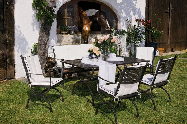 MBM Bank Romeo, Marone, Schmiedeeisen Verzinkt, Pulverbeschichtet, 2-Sitzer, 122x90x62 Cm 8 MBM Bank Romeo, Marone, Schmiedeeisen Verzinkt, Pulverbeschichtet, 2-Sitzer, 122x90x62 Cm – Bild 6