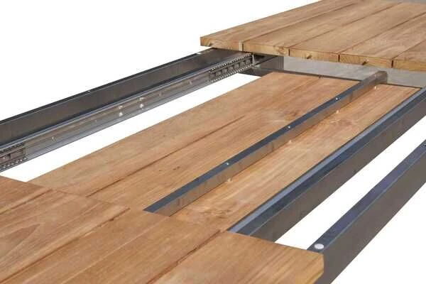 OUTFLEXX Esstischgruppe, Edelstahl/FSC-Teak, 220/340 X 100 Cm, 6 Freischwinger, Schwarz, Tischplattedicke 3cm 8 OUTFLEXX Esstischgruppe, Edelstahl/FSC-Teak, 220/340 X 100 Cm, 6 Freischwinger, Schwarz, Tischplattedicke 3cm – Bild 6