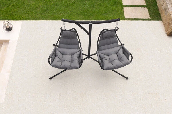 OUTFLEXX Doppelhängesessel, Anthrazit Matt/schwarz, Stahl/Textilene, 190x124x200cm, Inkl. Polster 8 OUTFLEXX Doppelhängesessel, Anthrazit Matt/schwarz, Stahl/Textilene, 190x124x200cm, Inkl. Polster – Bild 6