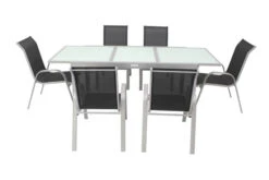 VILLANA Esstischgruppe, Silber/schwarz, Alu/Textil, Ausziehtisch 160/220 Cm, 6 Stapelstühle -Kettler Verkaufs-Shop 7 13870.jpg