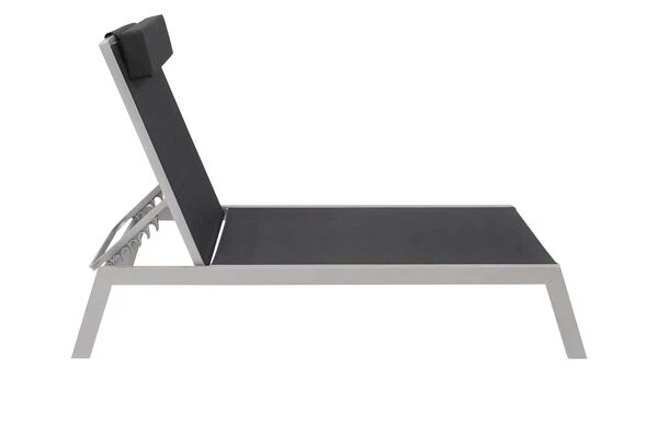 VILLANA 2er-Set Sonnenliegen, Silber/schwarz, Alu/Textil, 198x66x32cm, Mit Beistelltisch 45x45cm 9 VILLANA 2er-Set Sonnenliegen, Silber/schwarz, Alu/Textil, 198x66x32cm, Mit Beistelltisch 45x45cm – Bild 7