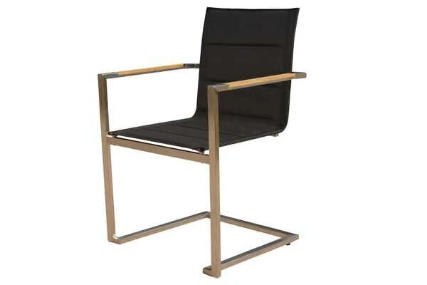 OUTFLEXX Esstischgarnitur, Edelstahl / FSC-Teak, Tisch 200 X 100 Cm, 6 Freischwinger Padded, Schwarz 9 OUTFLEXX Esstischgarnitur, Edelstahl / FSC-Teak, Tisch 200 X 100 Cm, 6 Freischwinger Padded, Schwarz – Bild 7