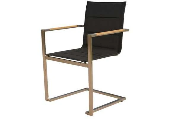 OUTFLEXX Esstischgruppe, Edelstahl/FSC-Teak, 220/340 X 100 Cm, 6 Freischwinger, Schwarz, Tischplattedicke 3cm 9 OUTFLEXX Esstischgruppe, Edelstahl/FSC-Teak, 220/340 X 100 Cm, 6 Freischwinger, Schwarz, Tischplattedicke 3cm – Bild 7