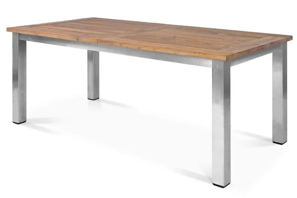 STERN Cardiff Esstischgruppe, Silber/silbergrau, Edelstahl/Teak, Tisch 200/260 X 100 Cm, 6 Stapel-, 2 Multipositionssessel 9 STERN Cardiff Esstischgruppe, Silber/silbergrau, Edelstahl/Teak, Tisch 200/260 X 100 Cm, 6 Stapel-, 2 Multipositionssessel – Bild 7