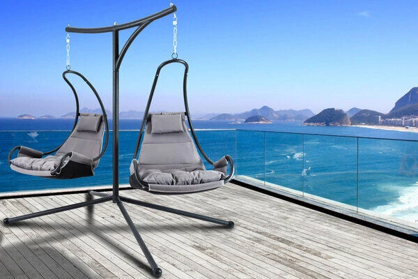 OUTFLEXX Doppelhängesessel, Anthrazit Matt/schwarz, Stahl/Textilene, 190x124x200cm, Inkl. Polster 9 OUTFLEXX Doppelhängesessel, Anthrazit Matt/schwarz, Stahl/Textilene, 190x124x200cm, Inkl. Polster – Bild 7