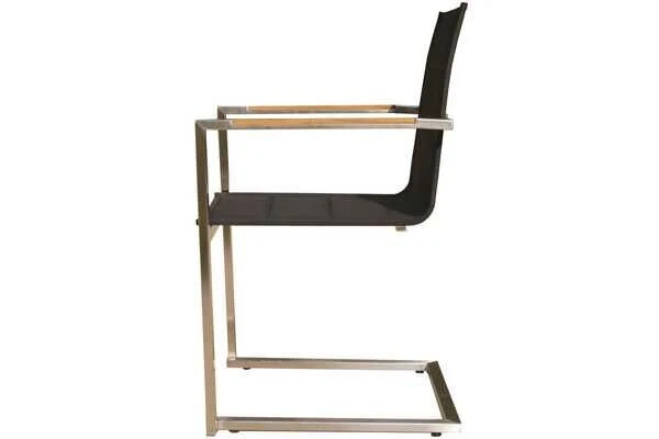 OUTFLEXX Esstischgarnitur, Edelstahl / FSC-Teak, Tisch 200 X 100 Cm, 6 Freischwinger Padded, Schwarz 10 OUTFLEXX Esstischgarnitur, Edelstahl / FSC-Teak, Tisch 200 X 100 Cm, 6 Freischwinger Padded, Schwarz – Bild 8