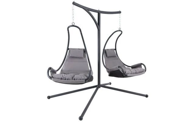 OUTFLEXX Doppelhängesessel, Anthrazit Matt/schwarz, Stahl/Textilene, 190x124x200cm, Inkl. Polster 3 OUTFLEXX Doppelhängesessel, Anthrazit Matt/schwarz, Stahl/Textilene, 190x124x200cm, Inkl. Polster